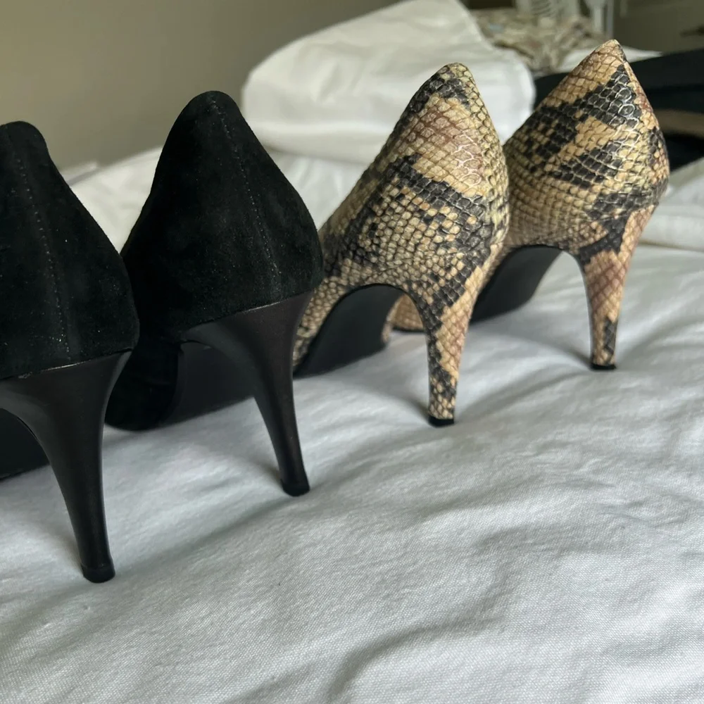 J.Renee Black Suede and Snake Print High Heels - Picture 2 of 7
